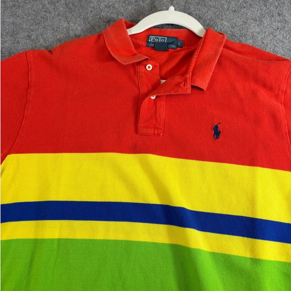 Polo Ralph Lauren Shirt Mens Red Yellow Colorblock Little Pony Preppy Large
